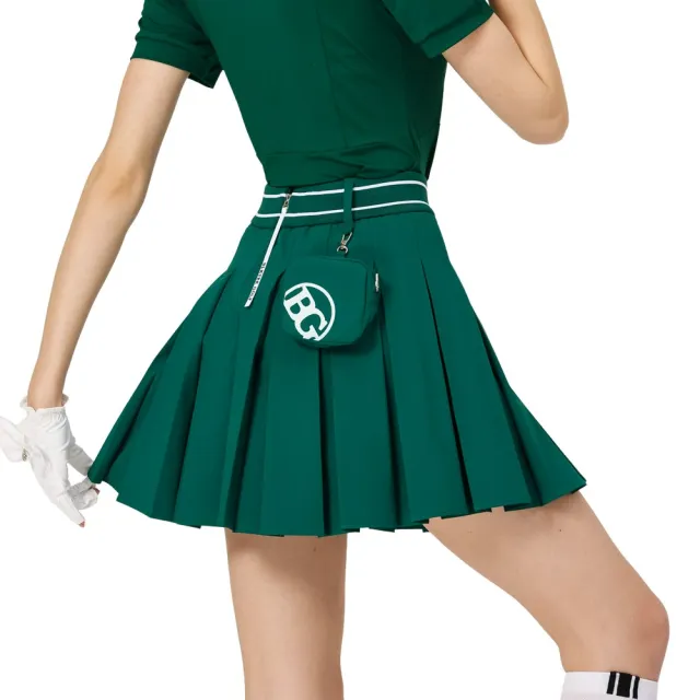 【BLKTEE GOLF】出清特價 彈性高腰學院風女百褶裙-黑.墨綠.卡其(高爾夫女裙 百褶裙 短裙 A字裙)