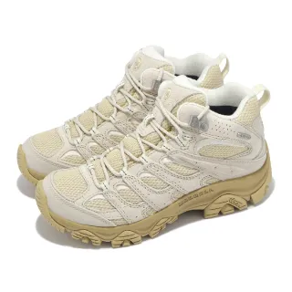 【MERRELL】登山鞋 Moab 3 Mid WP 女鞋 米白 卡其 防潑水 中筒 黃金大底 山系 戶外鞋(ML038618)