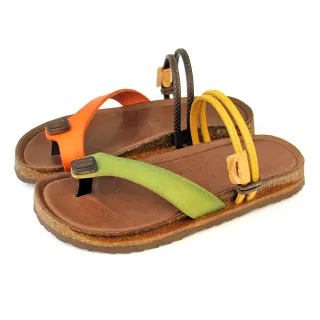 【GREEN PHOENIX 波兒德】女 涼鞋 拖鞋 套趾 夾腳 全真皮 兩穿 手工 台灣製(橙色、深綠、黃色)