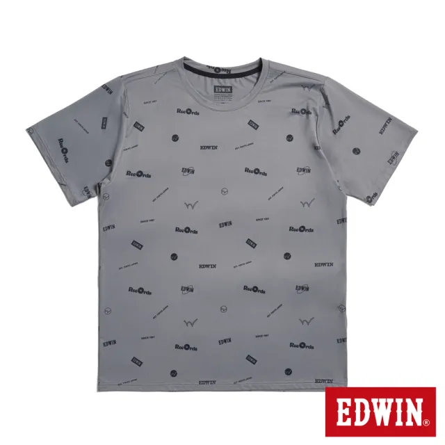 【EDWIN】男裝 加大碼 涼爽系列 滿版印花短袖T恤(暗灰色)
