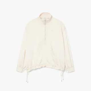 【LACOSTE】女裝-高領拉鍊oversize套頭夾克(白色)