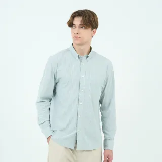 【GIORDANO 佐丹奴】男裝竹原涼感長袖襯衫 Bamboo Cool系列(74 綠X白)