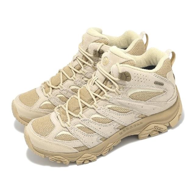 【MERRELL】登山鞋 Moab 3 Mid WP 男鞋 米白 卡其 防潑水 中筒 黃金大底 山系 戶外鞋(ML038193)