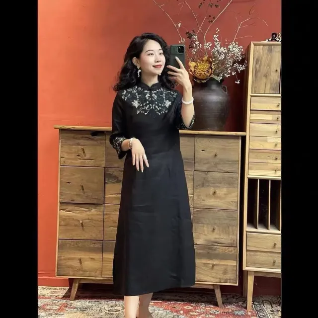 【AKARA】佳人美德不是旗袍長裙舒適穿短袖洋裝(春首選棉麻材質 做到4XL 中大尺碼)