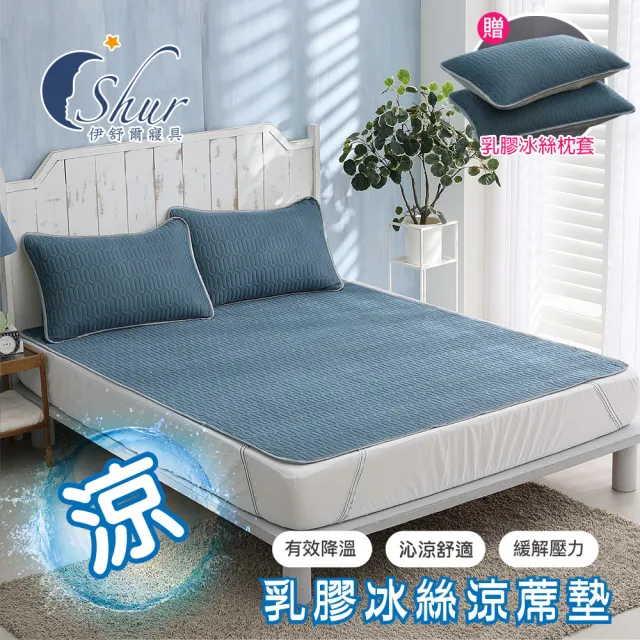 【ISHUR 伊舒爾】買1送1 乳膠冰絲涼蓆墊 贈同款枕頭套(單人 雙人 加大 均一價 涼感墊 野餐墊/ISHUR伊舒爾)