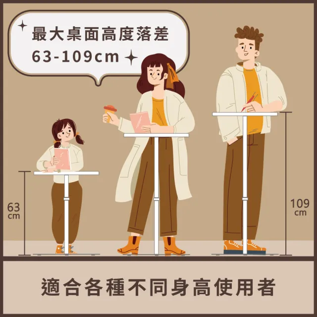 【aka】多段翻折坐站升降桌 60x40cm(坐站兩用/邊桌/電腦桌/書桌/工作桌/辦公桌)