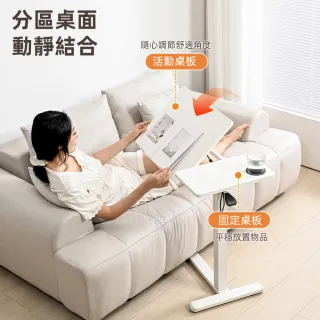 【慢慢家居】ALL in 1 雙桌面附輪氣壓升降桌-無段翻轉+緩降摺疊(邊桌 電腦桌)