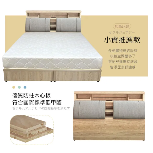 【IHouse】特洛伊 機能臥室6件組-雙人5尺(床箱+床底+天絲墊+床頭櫃+衣櫃+斗櫃)