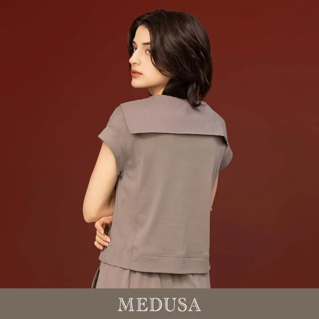 【MEDUSA 曼度莎】現貨-台灣製 水手領純棉休閒上衣 - 2色（M-XL）｜女上衣 休閒 女短袖上衣(601-5090A)