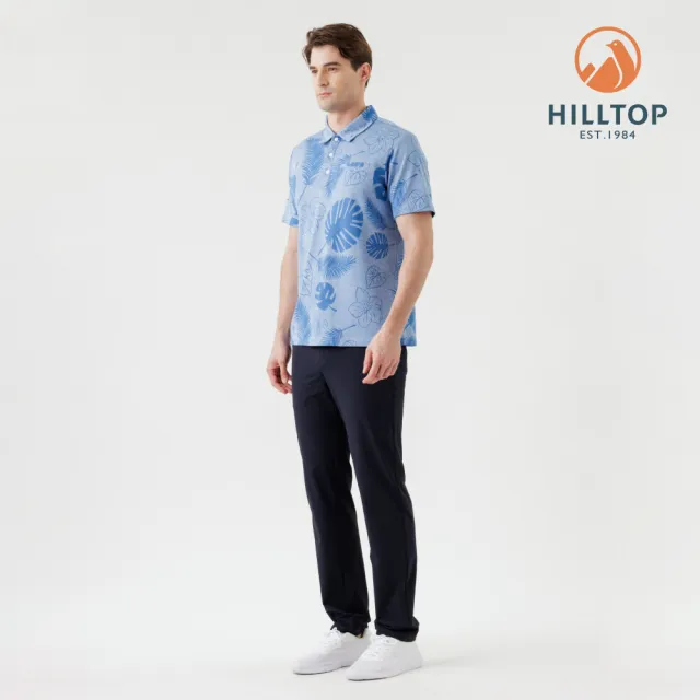 【Hilltop 山頂鳥】Polygiene抗UV吸濕快乾熱帶雨林緹花POLO衫 男款 淺藍｜PS14XMM2ECEZ