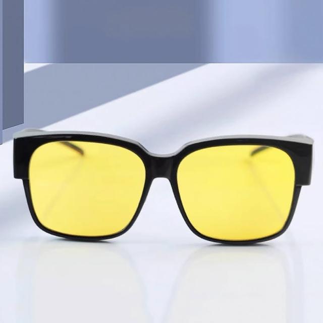 【SUNS】夜視偏光墨鏡 大框墨鏡 近視用外掛式墨鏡 抗UV400 增加安全性 降低對向車道大燈閃盲 