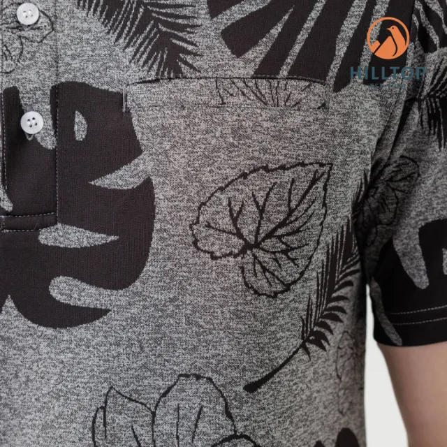 【Hilltop 山頂鳥】Polygiene抗UV吸濕快乾熱帶雨林緹花POLO衫 男款 灰｜PS14XMM2ECKZ