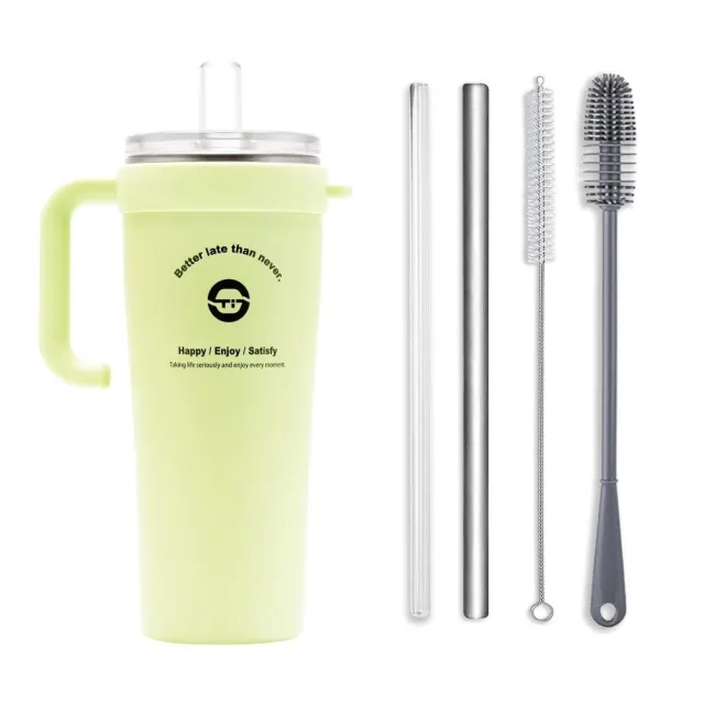 【REUN】REUN純鈦吸管杯800ml+純鈦吸管(純鈦金屬製作.長效保溫保冷.多色可選.大容量)