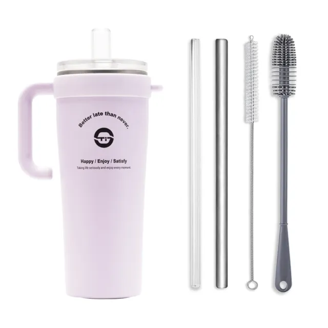 【REUN】REUN純鈦吸管杯800ml+純鈦吸管(純鈦金屬製作.長效保溫保冷.多色可選.大容量)