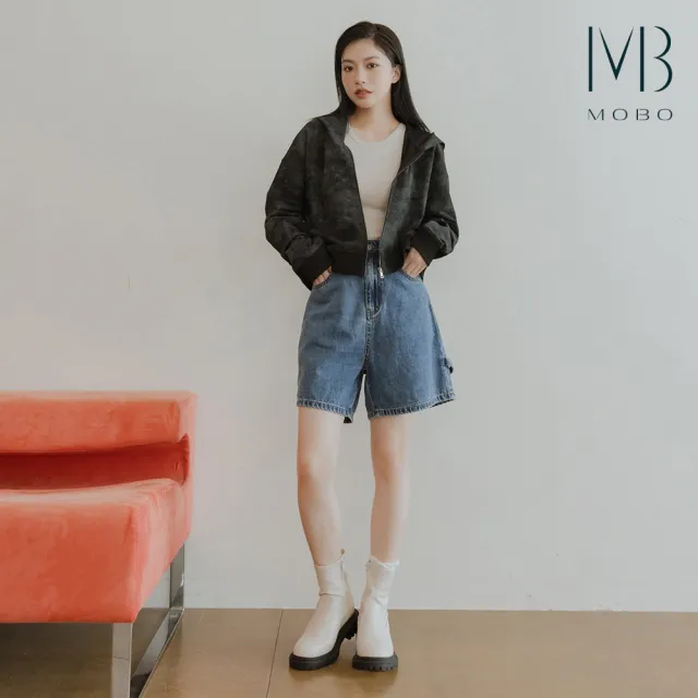 【MO-BO】工裝丹寧側裝飾帶短褲