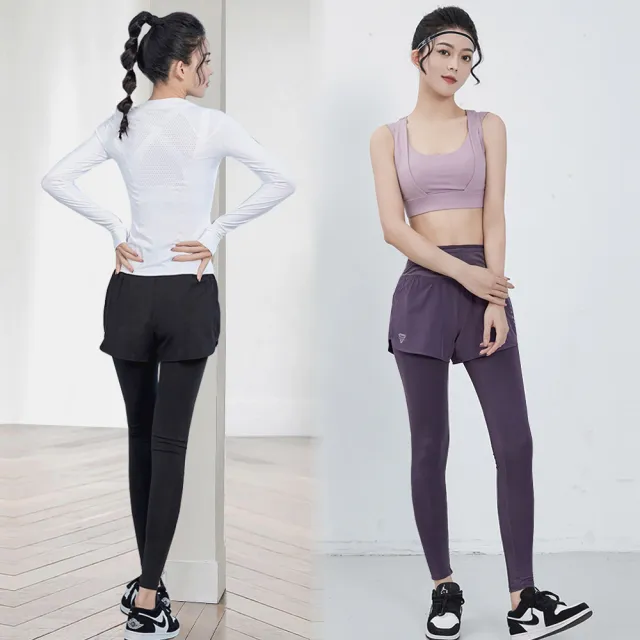 【BODYAIR】任2入 假兩件高腰修身版九分褲(瑜珈.運動.慢跑.透氣.舞蹈.運動褲)
