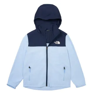 【The North Face 官方旗艦】北面兒童藍色UPF防曬防風外套｜87ZEA0O(抗UV/涼感科技)