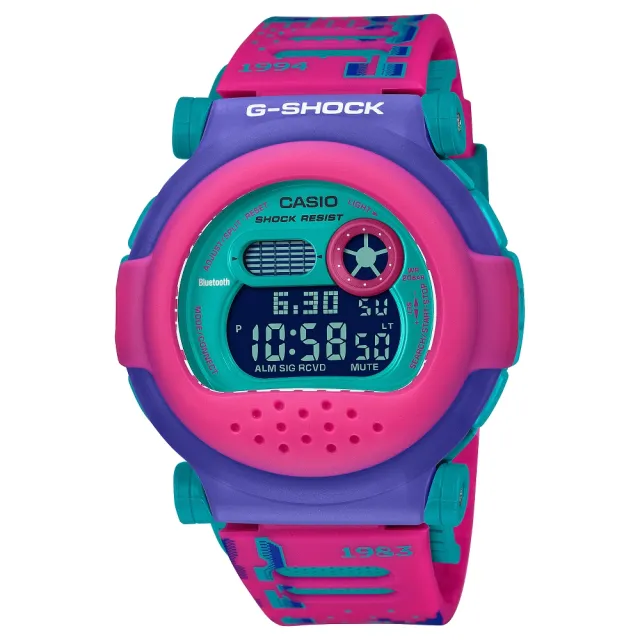【CASIO 卡西歐】G-SHOCK 鮮豔俏皮玩味變換造型數位藍芽錶-桃紅(G-B001RG-4)