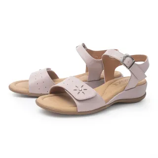 【CHOiCE】夏季真皮鏤空小圓鑽飾楔型涼鞋(紫色)