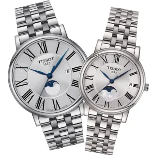 【TISSOT 天梭 官方授權】簡約時尚月相對錶 618 年中慶 禮物(T1224231103300/T1222231103300)