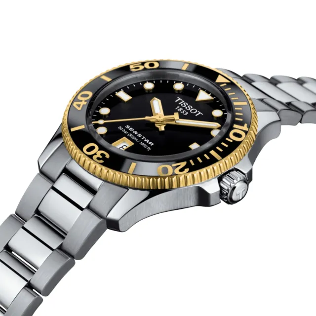 【TISSOT 天梭 官方授權】SEASTAR1000海星系列 半金 潛水女錶 母親節 禮物 推薦(T1202102105100)