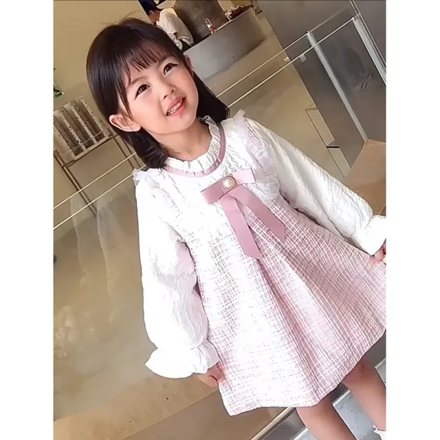 【安朵童舖】現貨韓系小洋裝女童長袖連身裙紗裙新年服可愛短裙兒童洋裝裙子(128/07/22/036/017A)