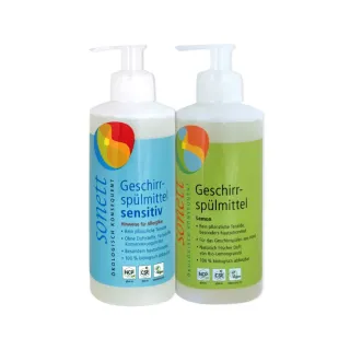 【德國Sonett律動】按壓式高去汙環保植萃超濃縮洗碗精300ml/瓶(碗盤清潔劑凝露抹布清潔去除餐具髒汙油膩)