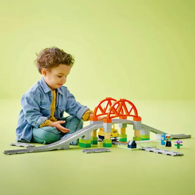 【LEGO 樂高】得寶系列 10426 鐵路橋和軌道擴充組(火車玩具 幼兒積木 兒童玩具 學習積木)