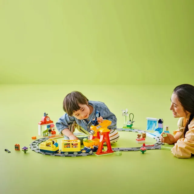 【LEGO 樂高】得寶系列 10428 大型互動式社區列車(火車玩具 幼兒積木 兒童玩具 學習積木 禮物)