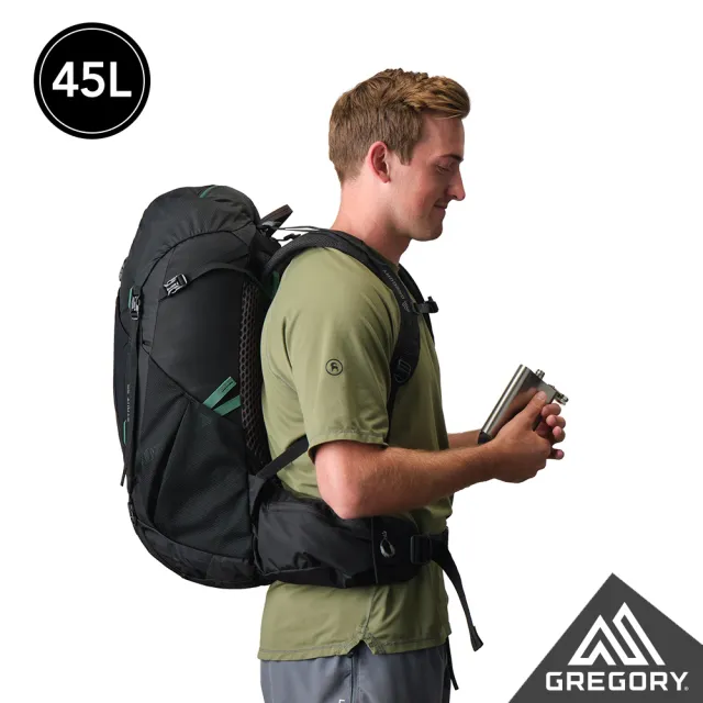 【Gregory】45L STOUT 登山背包 登山包 森林黑 漠石黃 界限藍(透氣背板 臀帶 多日登山包 水袋包 睡袋隔間)