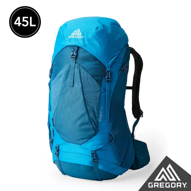 【Gregory】45L STOUT 登山背包 登山包 森林黑 漠石黃 界限藍(透氣背板 臀帶 多日登山包 水袋包 睡袋隔間)