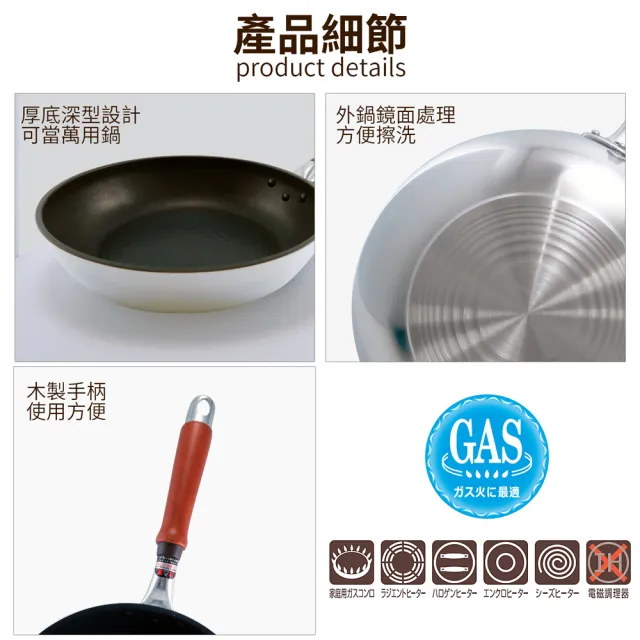 【hokua 北陸鍋具】日本製SenLen洗鍊系列輕量級平底鍋24cm含蓋(可用金屬鏟)