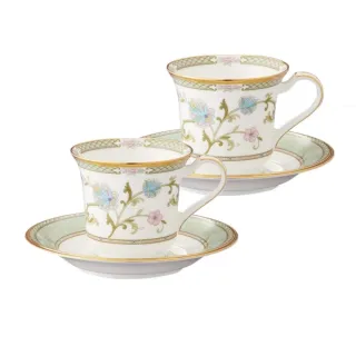 【NORITAKE】優雅風範花卉系列-骨瓷咖啡單客杯綠色(新品上市 禮盒組)