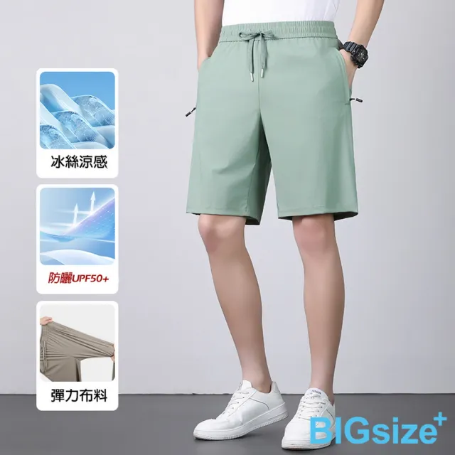 【B+ 大尺碼專家】現貨-大小尺碼-抗UV 排汗 冰絲 運動 短褲(0205568)