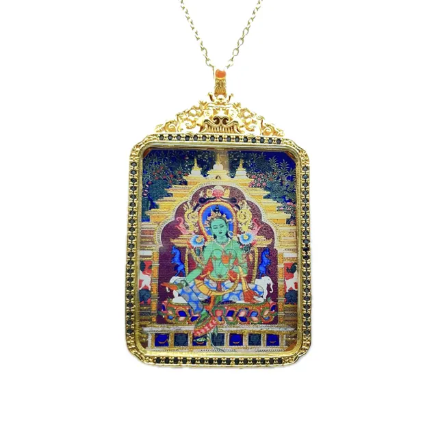【藏古祥館】綠度母唐卡A0004(綠度母 唐卡 平安 吉祥)