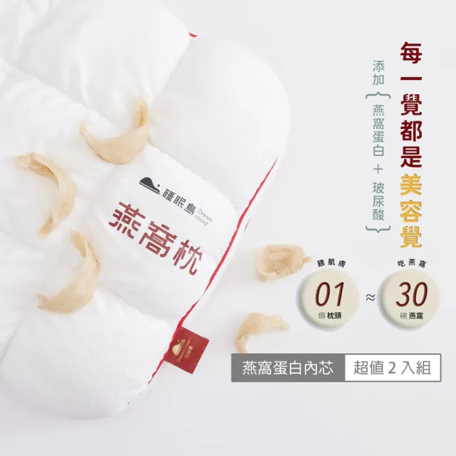 【Dream island 睡眠島】燕窩枕Nest Pillow-超值2入組(枕頭/玻尿酸面料/加大枕面/雙層支撐/睡眠改善)