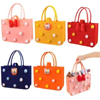 【安朵童舖】現貨兒童毛氈手提袋女童手提袋收納袋多用途收納手提袋男童便當袋禮物袋(060)