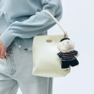 【MARITHE FRANCOIS GIRBAUD】官方旗艦 常規LOGO緞面迷你手提包 MFG(奶油色)