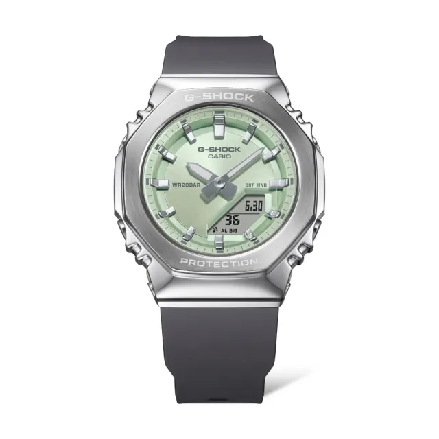 【CASIO 卡西歐】G-SHOCK 時尚粉派對八角防護構造雙顯錶-青蘋綠(GM-S2110-3)