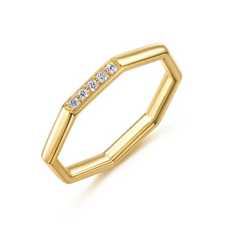 【點睛品】Daily Luxe  簡約八角形 18K黃色金鑽石戒指