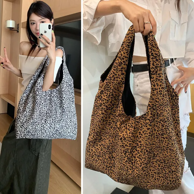 【LEESA】雙11 尼龍包包\腋下包\豹紋包包\購物袋\休閒大包\單肩大包\輕便包包\大容量手提包\托 