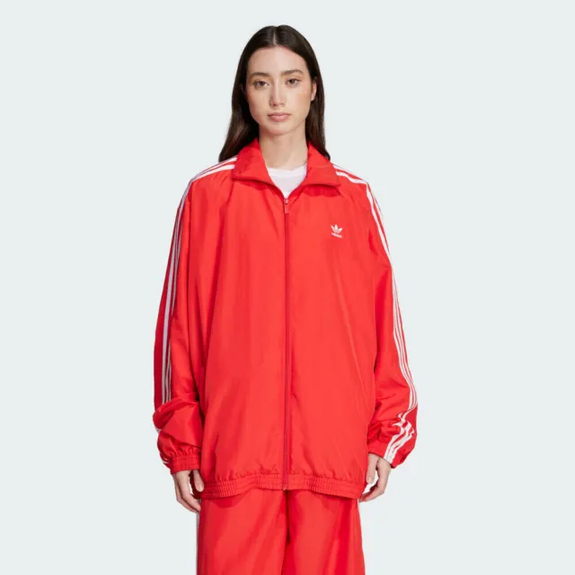 【adidas 愛迪達】Adilenium Season 3 女 立領外套 運動外套 休閒 紅 白 亞版(JD3393)