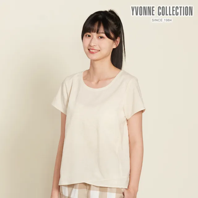【YVONNE 以旺傢飾】天絲麻短袖上衣-奶霜杏