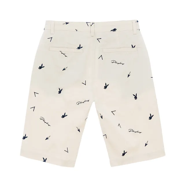 【PLAYBOY】滿版繡花休閒短褲(淺卡其色)