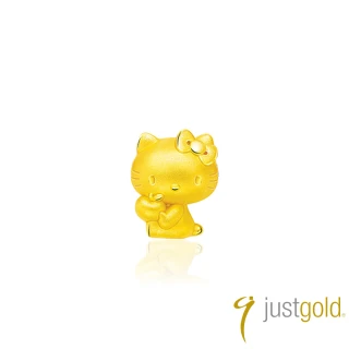 【Just Gold 鎮金店】蘋果Hello Kitty純金串珠(手拿蘋果)