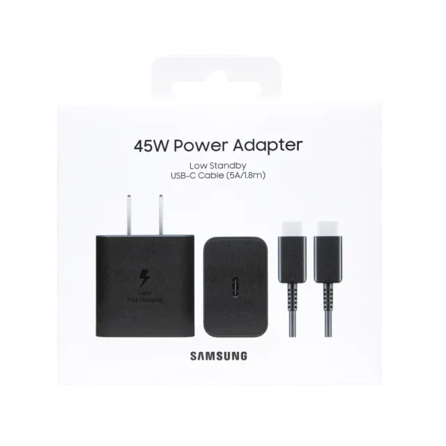 【Samsung 三星】原廠新款 45W閃充+1.8m 5A雙Type C線組-支援S25 S24系列(T4511/盒裝)