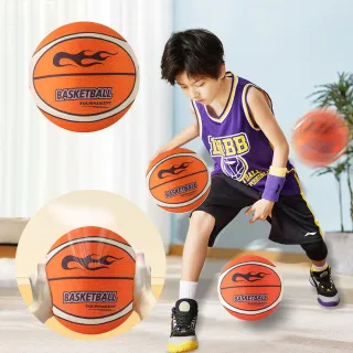 【QIANHUANG FITNESS】7號球 家用室內靜音訓練籃球 火焰圖案超彈力籃球 成人/兒童 親子籃球