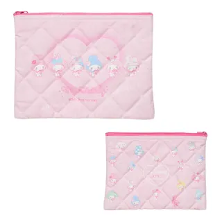 【小禮堂】雙11 Sanrio 三麗鷗 美樂蒂 棉質衍逢扁平收納包 變裝 50週年(平輸品)
