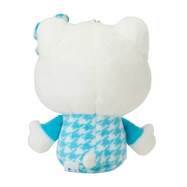 【小禮堂】雙11 Sanrio 三麗鷗 Hello Kitty 絨毛玩偶吊飾 淺藍千鳥 變裝50週年(平輸品)