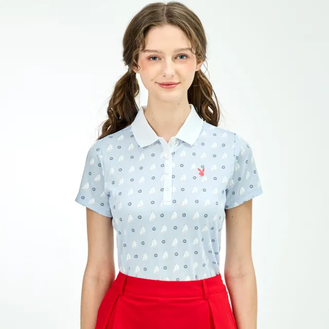 【PLAYBOY GOLF】女款太陽帆船吸濕排汗短袖POLO衫-藍(高爾夫球衫/KA25102-53)